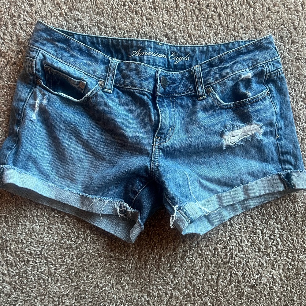 American Eagle Outfitters Distressed Blue Jean Shorts